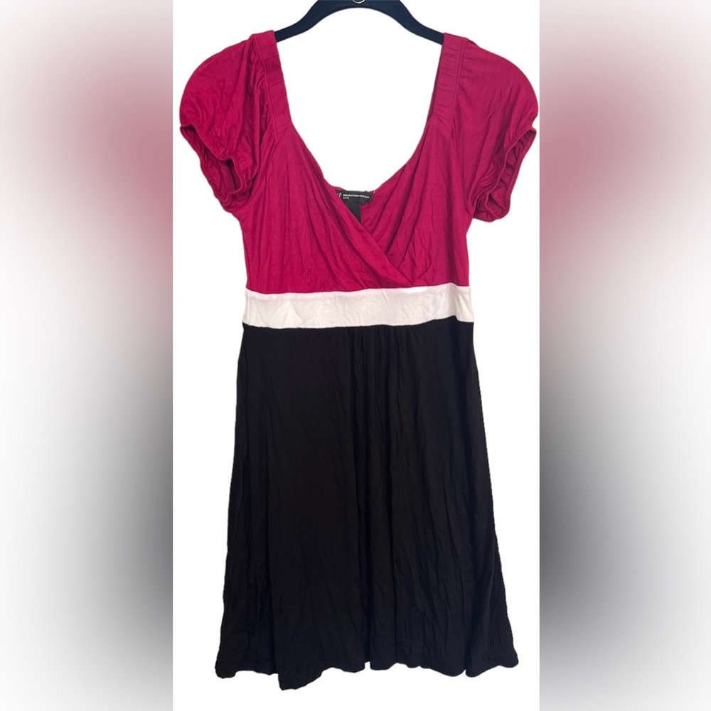 INC International Concepts Pink and Black Empire Waist Dress Size Petite XS